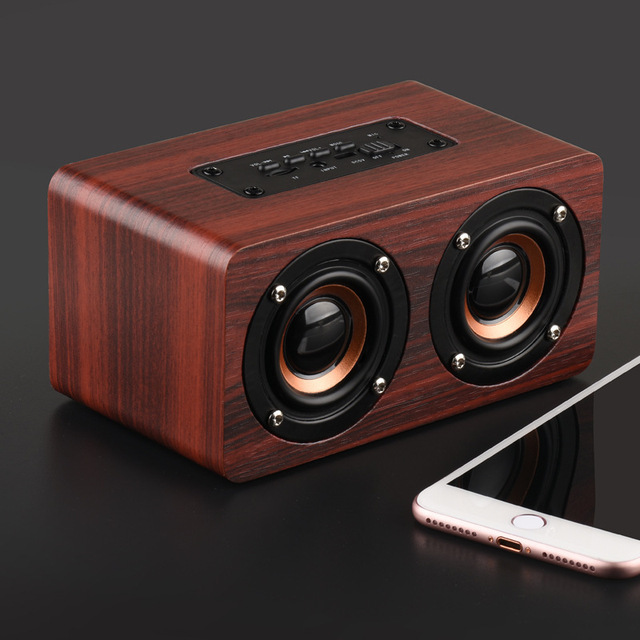 Wooden Bluetooth Speaker Portable Stereo HiFi Speakers TF Play Hand Free Call Audio Input Super Bass Loudspeaker Dual Subwoofer