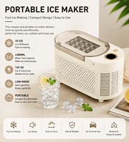 Máquina Portátil para Hacer Hielo, 10 Cubos de Hielo, Producción Rápida, con Alimentación de 12V para Coche, Hogar, Camping y Uso en Exteriores
