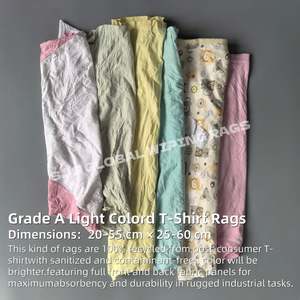 ผ้าเช็ดทำความสะอาดสีอ่อน 100% ผ้าฝ้ายรีไซเคิล ซึมซับได้ดี ผ้าเช็ดทำความสะอาดแบบผสม ผ้ารีเคลม - Product Image 2