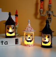 Veilleuse LED créative pour Halloween Chapeau magique et lumière du vent avec ambiance émoticône effrayante pour Diwali et décorations de mariage