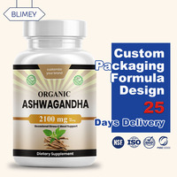 Complément alimentaire BLIMEY Ashwagandha KSM-66 Shilajit Maca noire Fenugrec en capsules pour la gestion de l'énergie des adultes