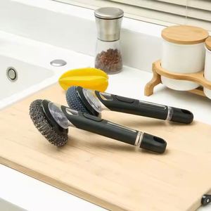 Plastic Long Handle Kitchen <b>Brush</b> Steel <b>Wire</b> Scrubbing Bottle Sink Dish Washer Pan Cleaning Dishes <b>Set</b> - Product Image 2
