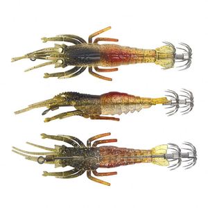 Señuelos de pesca luminosos UV de 11 cm y 9.4 g con cuerpo de PVC blando, anzuelos para calamar, señuelos de camarón de madera blanda - Product Image 1