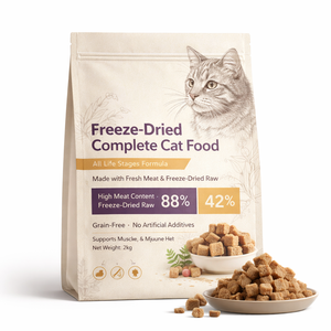 Nourriture sèche pour chat, probiotique, bœuf, poisson, sans céréales, riche en protéines, biologique, lyophilisée, pour la croissance musculaire, vitamines, graisses, friandise pour animaux de compagnie, pour tous - Product Image 1