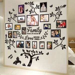 <span class=keywords><strong>Cadre</strong></span> <span class=keywords><strong>photo</strong></span> en acrylique avec motif arbre et gabarit pour photos suspendues, décoration intérieure, design auto-adhésif, facile à installer - Product Image 4