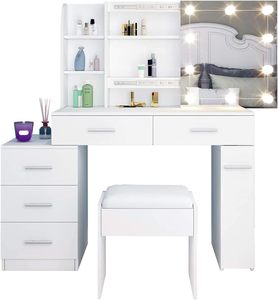 Table de maquillage moderne de luxe <span class=keywords><strong>pour</strong></span> chambre à coucher avec miroir LED et tiroir lumineux, table de maquillage <span class=keywords><strong>pour</strong></span> chambre à coucher - Product Image 2