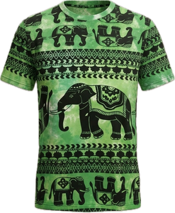 Camiseta de manga corta y cuello redondo con diseño de elefante sublimado con efecto tie-dye. Hecho de poliéster de 140 g/m². - Product Image 2