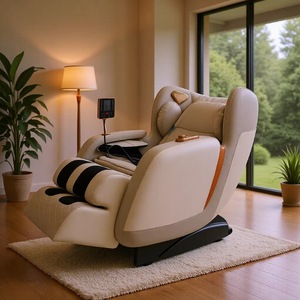 Fauteuil de massage électrique corps entier zéro gravité sans rail, commande vocale intelligente, usage domestique, blanc cassé, 31-60 airbags - Product Image 1