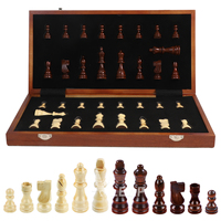 Fabricants vendant 38cm 15 pouces magnétique pliable acajou jeu d'échecs en bois jeu d'échecs de voyage pour enfants adultes