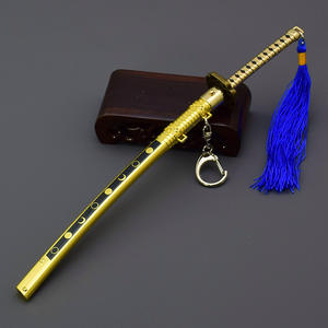 <span class=keywords><strong>Touken</strong></span> Ranbu Mikazuki Munechika Katana, versión desenvainada con resorte, decoración de Llavero artesanal de Metal completo - Product Image 6