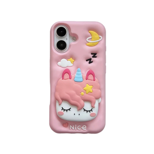 Para IPhone16 Promax 15 14 Plus 13 12 Pro Max 11 XR Funda de teléfono 3D Unicorn Head Grip <span class=keywords><strong>Tok</strong></span> Holder Cartoon Silicone Soft Cover Fundas - Product Image 2