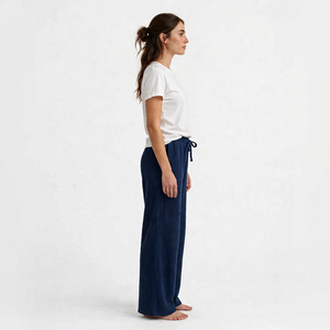 <b>Women</b> Navy Blue Wide Leg Sweatpants High Waist Drawstring <b>Lounge</b> <b>Pants</b> Relaxed Fit Soft Casual Trousers Custom Color Size - Product Image 1