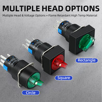 Interrupteur sélecteur rotatif 16 mm 2 positions 3 positions avec lampe rouge verte LED SPDT DPDT Contact Interrupteurs sélecteurs en plastique