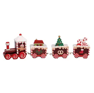Christmas decorations wooden four section small train DIY assembly desktop window display wooden crafts