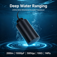 Transducteur hydroacoustique omnidirectionnel horizontal cylindrique 23 kHz, capteur ultrasonique étanche, débitmètre subaquatique 2000 m CE
