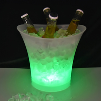 Seau à glace LED en plastique de 5 litres personnalisable, vente en gros d'usine, refroidisseur de bière et de vin étanche à piles
