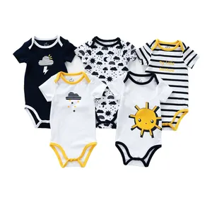 Conjunto 5 pçs body bebê menino, recém-nascido body conjuntos de roupas de bebê manga curta roupas de bebê