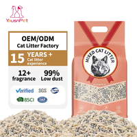 Litière pour chat en gros, mélange de tofu et de bentonite, 6L, haute absorption, agglomération rapide, jetable aux toilettes, logo personnalisé, sable pour chat écologique