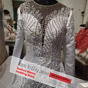 Robe de mariée africaine neuve en gros avec manches longues et dentelle pour les mariées - Product Image 3