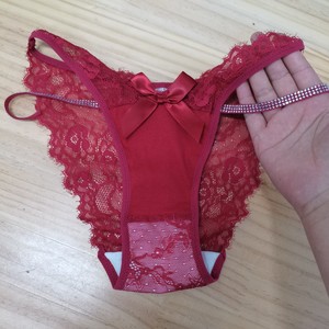 Culottes sexy en dentelle pour femmes, culottes triangulaires ornées de strass scintillants, string semi-couvrant à taille basse, pur et séduisant - Product Image 1
