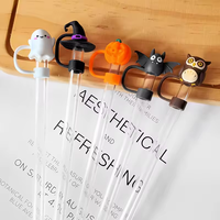 Bouchons de Paille en Plastique Souple pour Bar à Tasse, Accessoires de Décoration Créative, Design de Citrouille d'Halloween