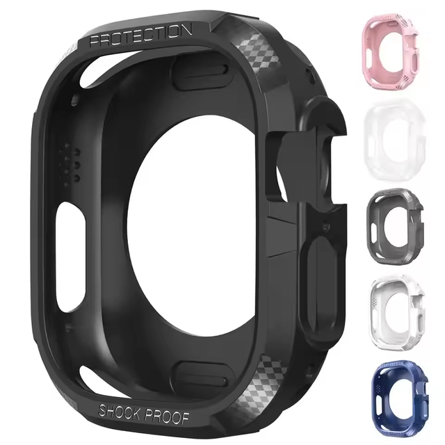 Rugged Armor Carbon Fiber Full Cover for Apple Watch Series 10 42mm 46mm Durable TPU Case for Apple Watch Series 10 Case 46mm