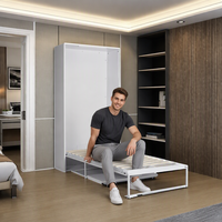 Nouvelle Arrivée Lit Mural Double Moderne Rétractable avec Bureau Intégré Installation Facile Taille et Couleur Personnalisables Métal Salon