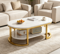 Table basse en bois minimaliste moderne avec structure métallique - Design compact, multifonctionnelle, style luxe léger pour salon, chambre, maison