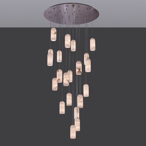 Luminaire suspendu moderne, simple, créatif et luxueux pour escalier d'hôtel, salon, tube linéaire LED <span class=keywords><strong>en</strong></span> <span class=keywords><strong>laiton</strong></span> et albâtre - Product Image 5