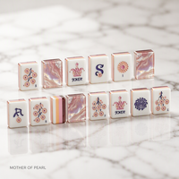 Jeu de Mahjong Américain Résistant à l'Eau, Tuiles Acryliques Florales Embossées Superposées en Nacre Rose et Violette, Jeu de Table