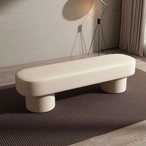 Modern PU Leather Entry <b>Stool</b> Wooden Leg Changing Bench Minimalist Shoes <b>Seat</b> for Bedroom Hallway - Product Image 2
