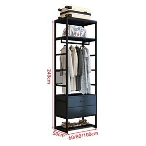 [Version haute] Étagère à tiroirs, Porte-vêtements en métal, Étagère de rangement ouverte, Étagère à assembler, Porte-manteau avec tiroirs - Product Image 6