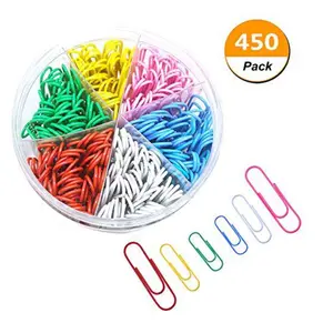 Fabriek Levering Goedkope Multicolor Kantoor Paperclip Plastic Gecoat Paperclip Briefpapier Van 450 Stuks