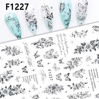 Autocollants pour ongles gothiques Dark Coquette, motifs 3D papillon, lettres, chat, fleurs, pour femmes, DIY nail art
