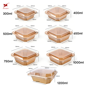Boîtes alimentaires octogonales jetables en papier kraft XM XIEFA avec couvercles en plastique, auto-établies, pour repas - Product Image 5