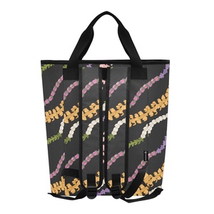 Sac à dos isotherme hawaïen en polyester avec impression intégrale personnalisée, motif Aloha Collection Black Puakenikeni Lei, 36 canettes, avec logo - Product Image 2