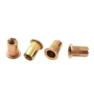 Tuerca de remache, cabeza plana grande, cuerpo moleteado redondo, Tuercas de inserción, gran oferta, tamaño imperial en pulgadas, acero al carbono, amarillo ZP o azul galvanizado - Product Image 6