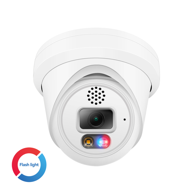 HD 8MP 2.8mm F1.0 Flash alarm Light IP Camera Hki Compatible POE CCTV Turret Face Detection&24/7 full color long Light Distance
