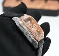 Montre automatique de luxe 3A Hip Hop avec cadran et lunette entièrement sertis de moissanite, style Carter Santo modifié pour homme