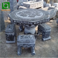 Table et chaises en pierre pour jardin, Sculpture en marbre noir de Style chinois