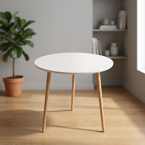 Mesa de Centro Redonda Moderna, Mesa de Pedestal de Madera Blanca, Mesa Auxiliar de Tres Patas para Sala de Estar - Product Image 4