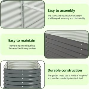 240x80x81 सेमी गैल्वेनाइज्ड स्टील अंडाकार उठाया उद्यान बिस्तर पाउडर के लिए पर्यावरण अनुकूल टिकाऊ आउटडोर प्लेटर बॉक्स - Product Image 6
