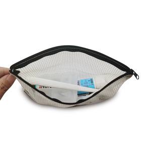 Bolsa de cosméticos transparente de malla, organizador de artículos de tocador portátil blanco, uso en viajes - Product Image 4