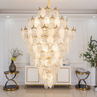 Lustre LED Villa Crystal, Luminaire Principal de Luxe Haut de Gamme Élégant pour Hall, Loft et Escalier, Éclairage Moderne et Luxueux