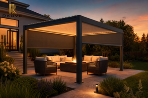 Pérgola de Aluminio RKOVE RK-C2 de 4*5m con Pantallas Retráctiles, Estructura Moderna para Sombreado de Patio Exterior, Marco con Recubrimiento en Polvo - Product Image 4