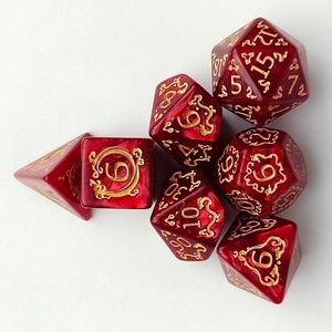 ชุดลูกเต๋าอะคริลิค 7 ชิ้น ลายมังกร สำหรับเกม D&D TRPG ตัวเลขสีทองนูน แกะสลักอย่างประณีต - Product Image 6