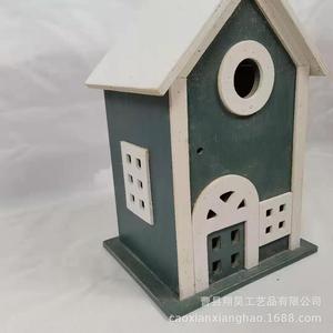 Comedero para Pájaros de Madera, Pintado de Azul, de Madera Contrachapada, Independiente, para Exteriores, Casa para Pájaros de Jardín Xh 111 - Product Image 1