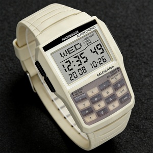 สไตล์คอมพิวเตอร์ย้อนยุคสีกากีนาฬิกาเครื่องคิดเลขแบบมัลติฟังก์ชั่นพร้อมนาฬิกาปลุกไฟ LED ส่องสว่างกลางคืนสำหรับทุกเพศ - Product Image 6