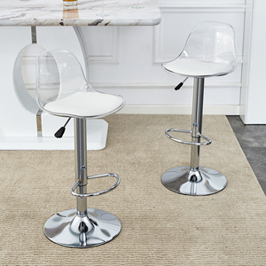 Modern Metal Base <b>Bar</b> Chairs & <b>Stools</b> 360 Rotatable Adjustable Height Lightweight Fabric Seats Set of <b>2</b> - Product Image 6