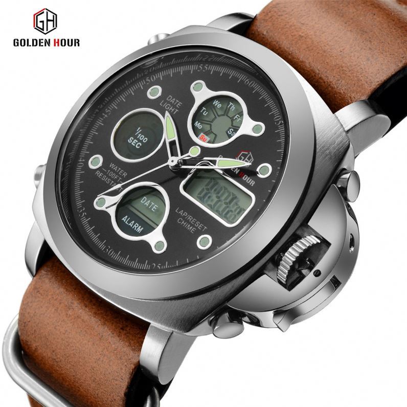 ゴールデンアワー GH-102 中国製有名男性用クォーツ腕時計 